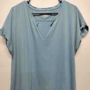 V-neck rolled cap sleeve light blue shirt by Lane Bryant size 14/16